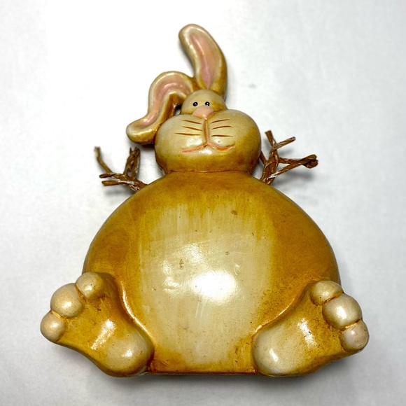 Ceramic Bunny Rabbit with straw legs Home decor from Europe Souvenir - Picture 3 of 11